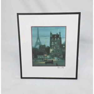 Michel‎  Delacroix "Paris 1992" Street Scene Matted 6"x6.5" Lithograph Unframed